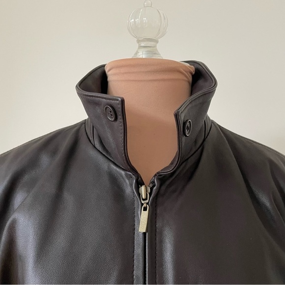 Marvin Richards Vintage Chocolate Brown Leather Zip Front Belted Jacket Size M - Picture 6 of 12